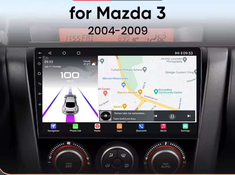 Rádio Mazda 3 2004 a 2009 Carplay Android GPS wifi Bluetooth 2/32GB