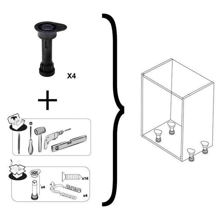4x Pés reguláveis para armário/nóvel - 9,8 A11,8 CM [NOVOS]