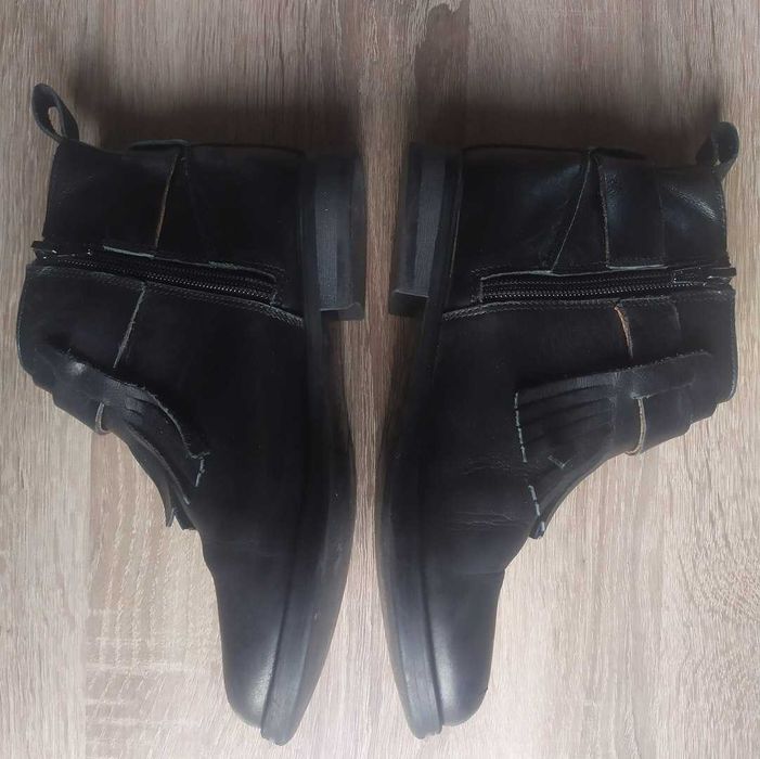 Демисезонные кожаные сапоги, ботинки  шкіряні чоботи Zara 21.5см