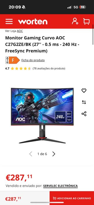 Monitor aoc curvo +240hz