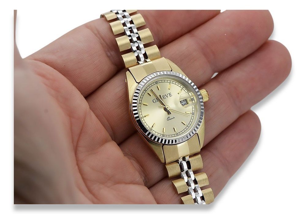 Złoty zegarek damski 14k bransoletą Geneve lw020ywdy&lbw010y Poznań