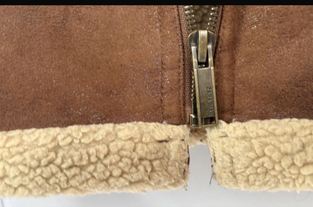Meska kurtka pilotka z kożuszkiem rozmiar S Zara cognac brown