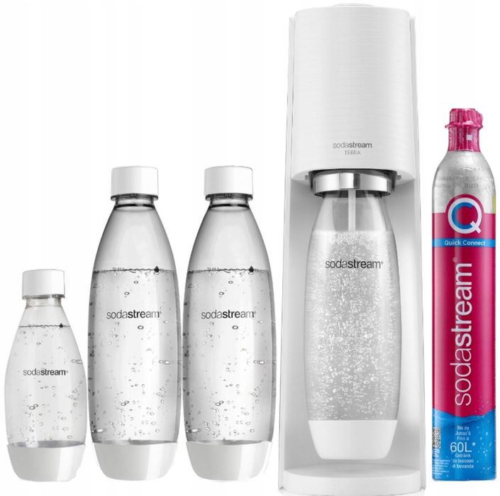SODASTREAM SATURATOR do gazowania wody + 3 butelki BIAŁY
