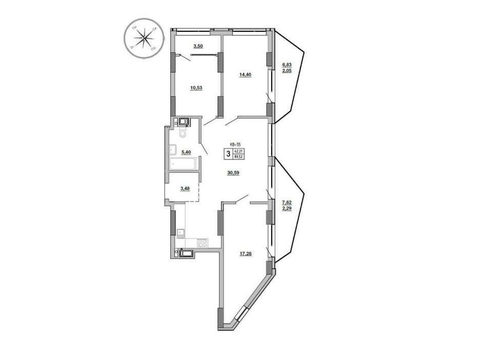 3-комнатная квартира по адресу ул. Величковського (площадь 90 м²) - Atlanta.ua - фото 2