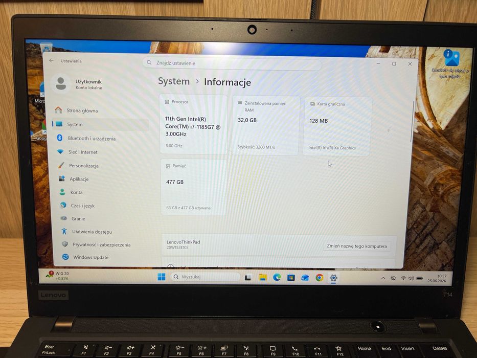 Lenovo ThinkPad T14 Gen 2 | i7-1185G7 | 32GB RAM | 512GB SSD | Win 11 Pro | Stan Super