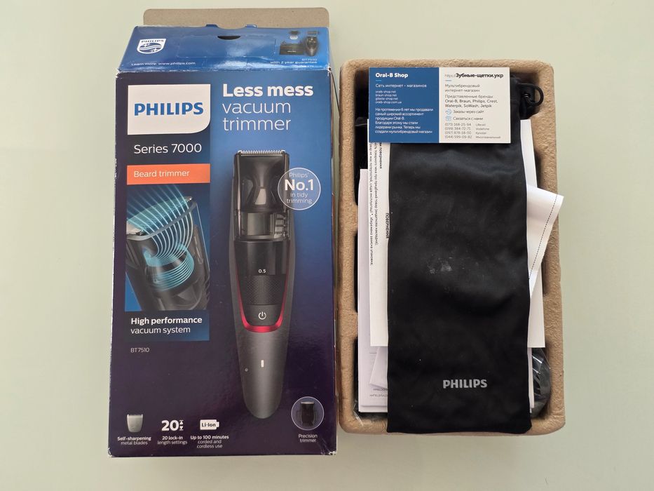 Триммер для бороды , машинка для стрижки волос Philips BT7510 чек, полный комплект (Philips Series 7000)