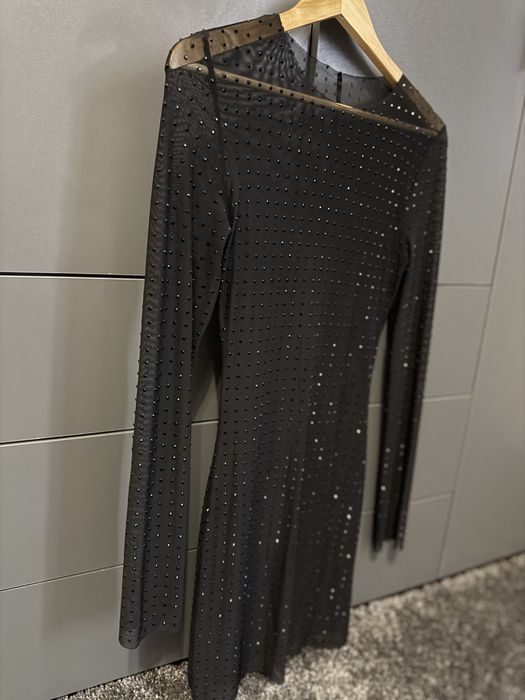 Платье мини со стразами