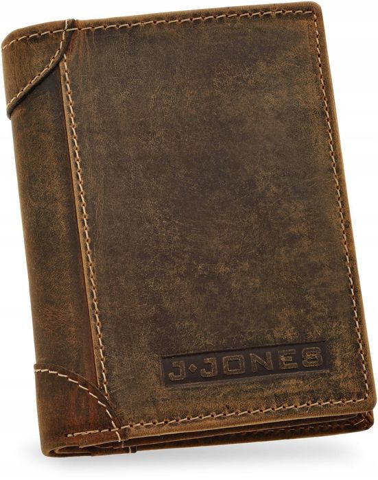 portfel męski skórzany j.jones w kolorze ciemno-brązowym z ochroną