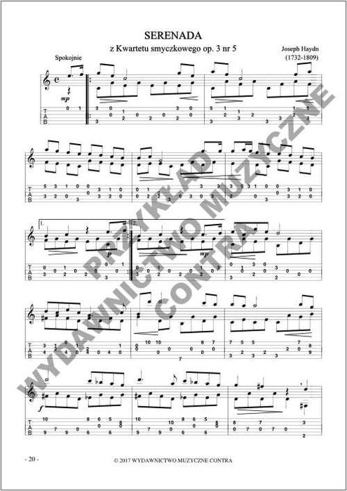 Łatwy Klasycyzm na gitarę fingerpicking (nuty + tabulatury)