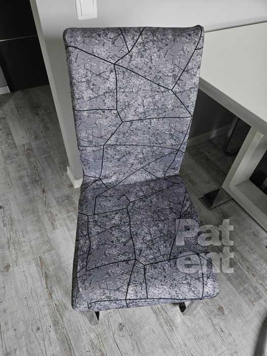 Pokrowce na krzesła elastyczne 6 sztuk wzór szary