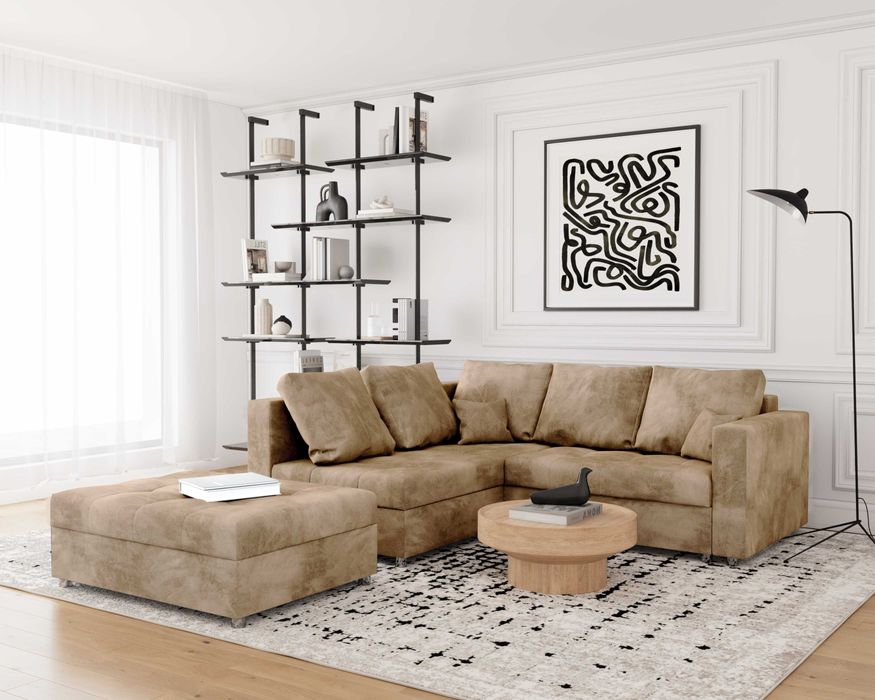 NAROŻNIK MINI PRINCE+duża pufa ,Rozkładany +pojemnik ,PRÓBNIKI GRATIS!