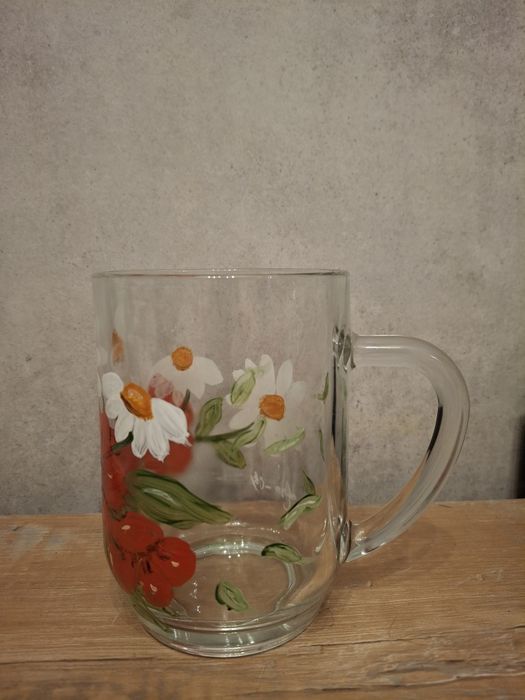 Kubek szkło ręcznie malowany