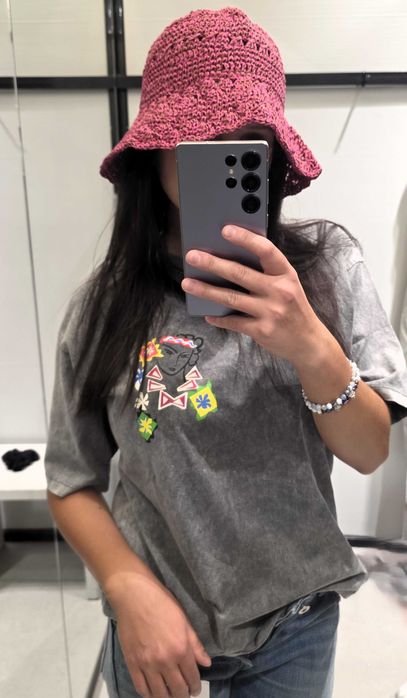 różowa pleciona czapka kapelusz na lato bucket hat Zara M 38