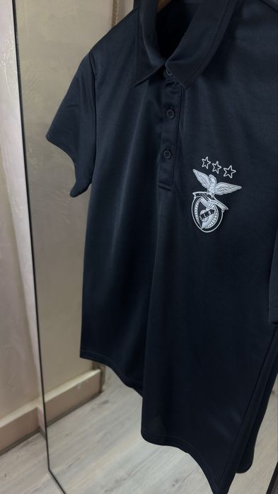 Поло SL Benfica Офіційний Мерч Чорна Футбольна Теніска