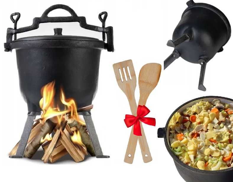 Kociołek żeliwny węgierski garnek myśliwski 8L 11L 15L ognisko grill