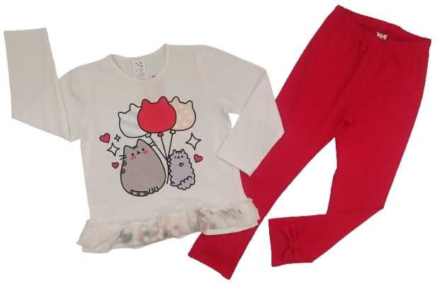 Komplet dla dziewczynki Kot Pusheen getry i bluzka rozmiar 128, nowy