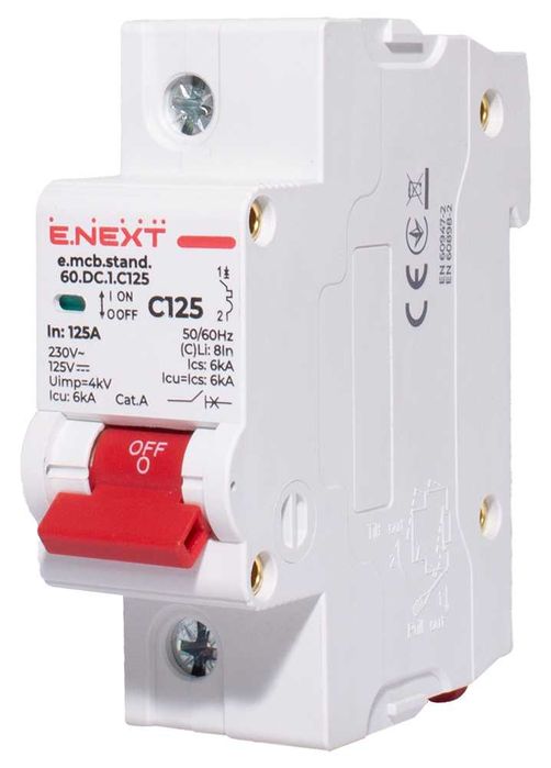 Wyłącznik nadprądowy E.NEXT DC C125A 1P C 6kA AC/DC 125V (1P)AC 230V
