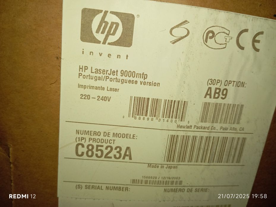 HP LaserJet 9000 MFP — NOVA, fechada na caixa