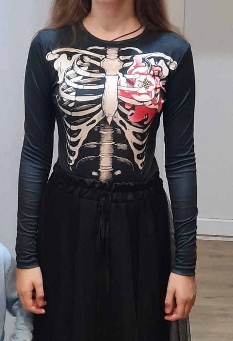Боді з малюнком скелету та квіткою Хелловін