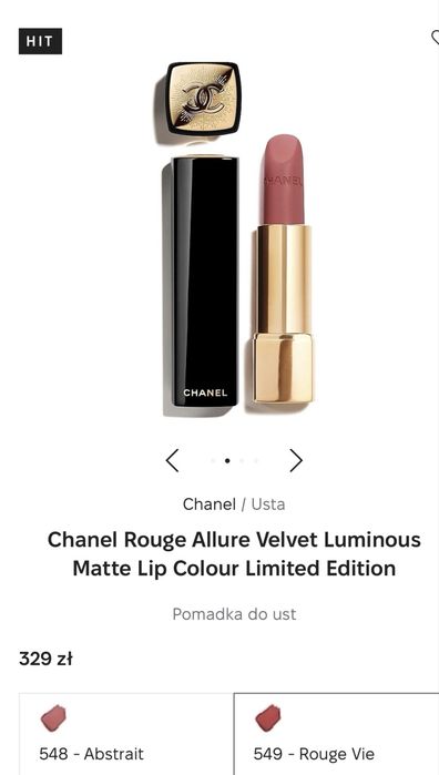 Chanel limitowana, ekskluzywna,  matowa pomadka do ust.