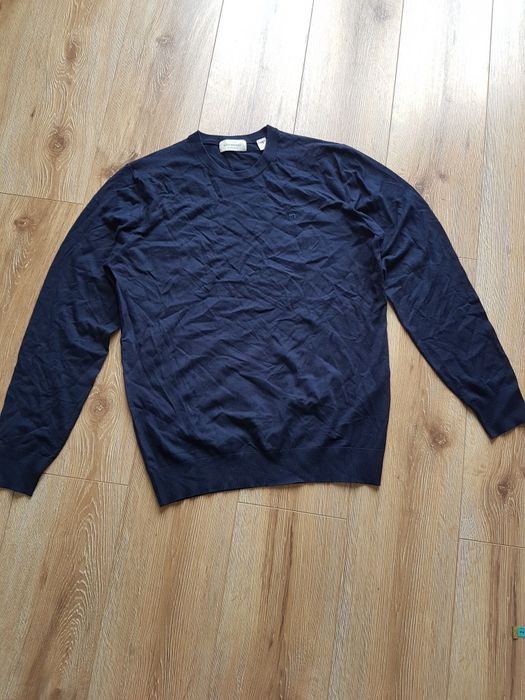 L Scotch & Soda Core męski sweter okrągłym dekoltem wiskoza granatowy