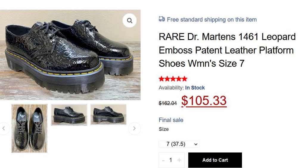 Туфлі жіночі Dr. Martens 1461 27136 PLATFORM Shoes, 36р