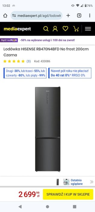 Lodówka hisense czarna