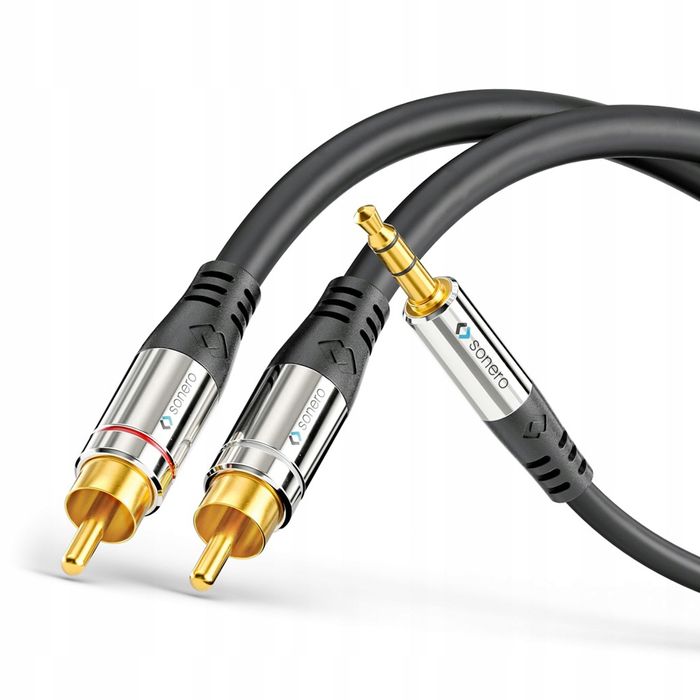 Kabel audio Sonero 1.5m mini jack RCA czarny