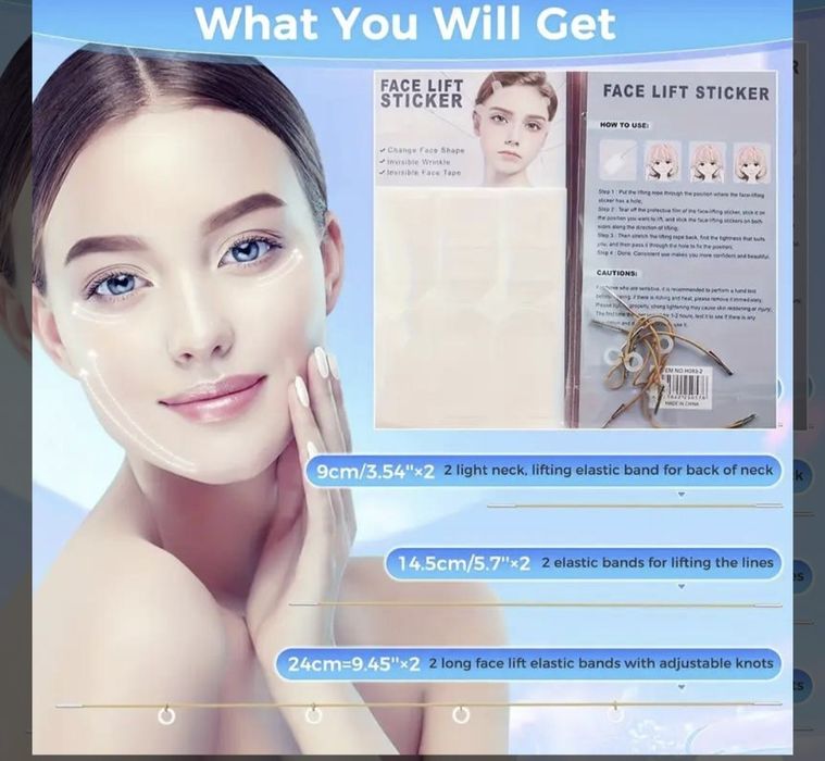 Zestaw niewidocznych taśm i pasków do liftingu twarzy, 18 szt.