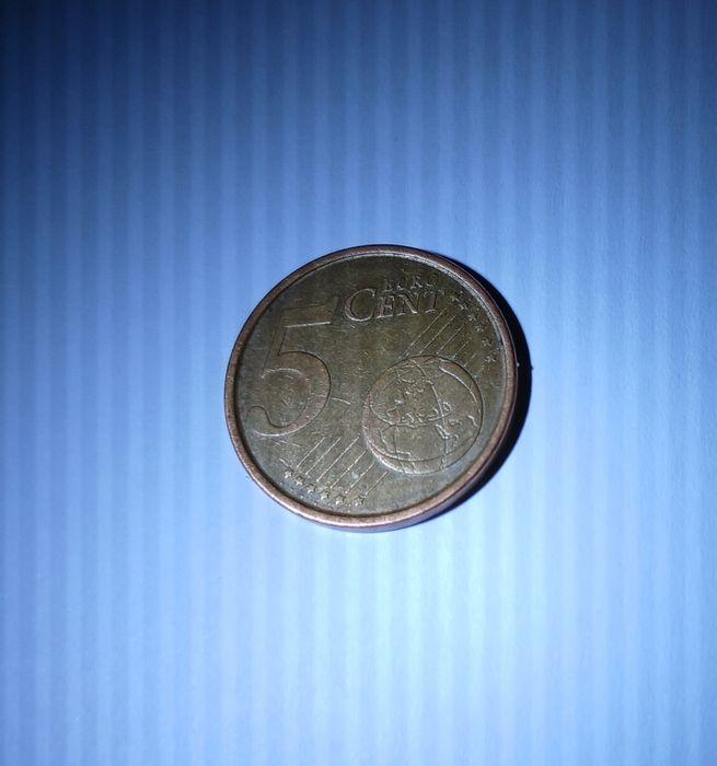 Moneta 5 eurocent z hiszpanii z defektem