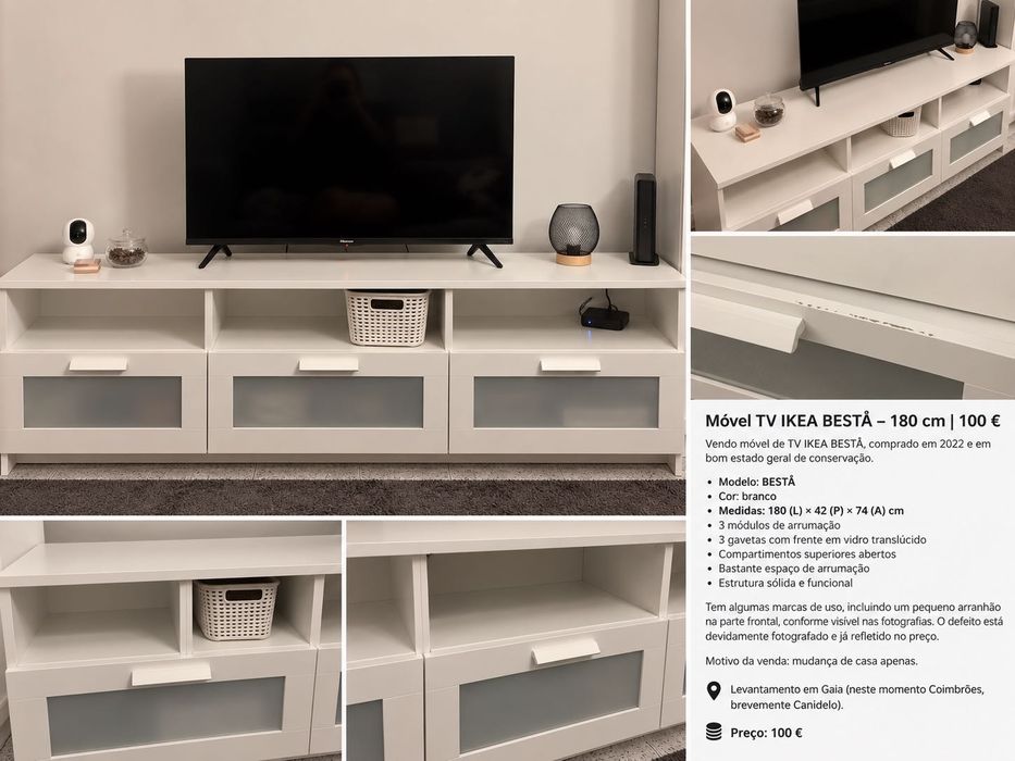 Móvel TV IKEA BRiMNES – 180 cm