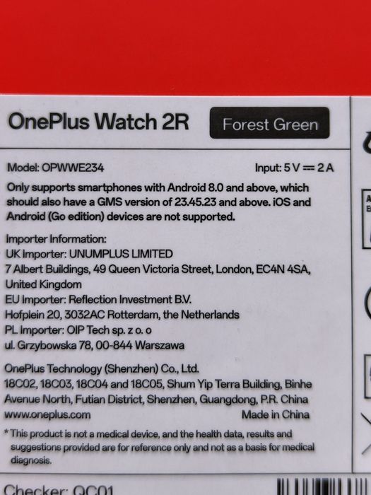 Smartwatch Oneplusa watch 2R