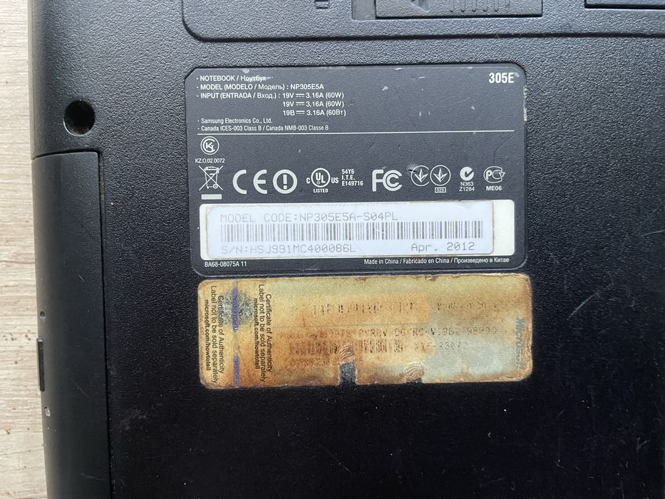 Laptop samsung na czesci