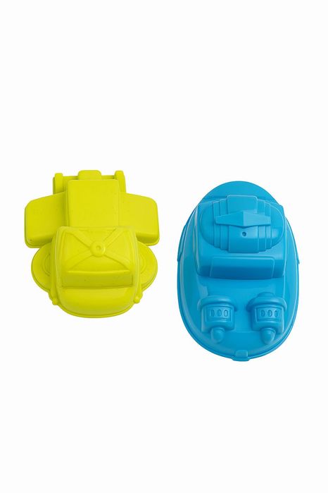 Plażowy zestaw do zabawy 5 elementów łódka łopatka grabki 2 foremki