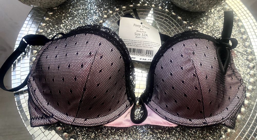 Biustonosz nowy Ann Summers czarno-różowy 70A.