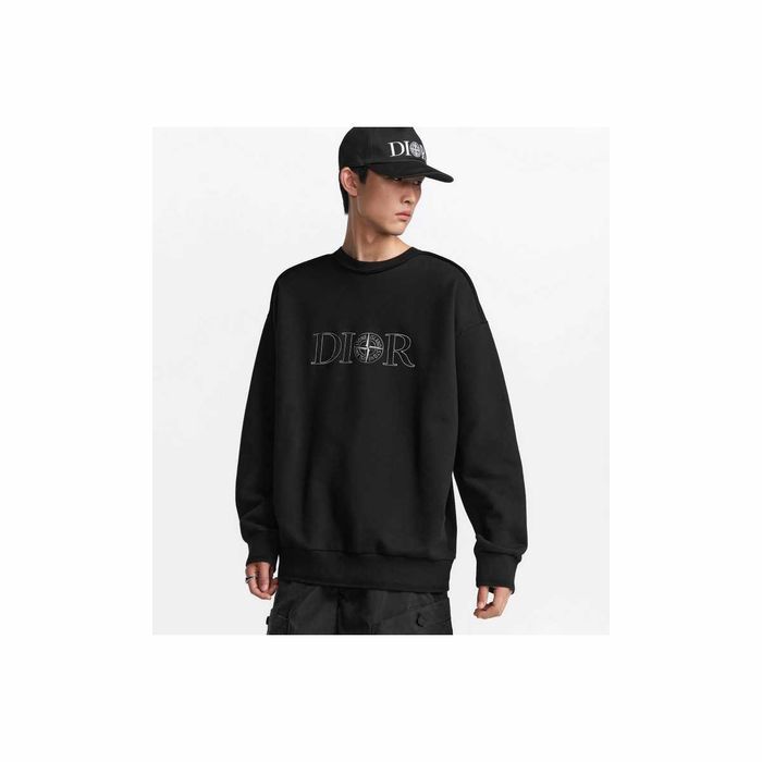 Світшот Stone Island x Dior Cotton Fleece Sweatshirt Black SI0229-BK