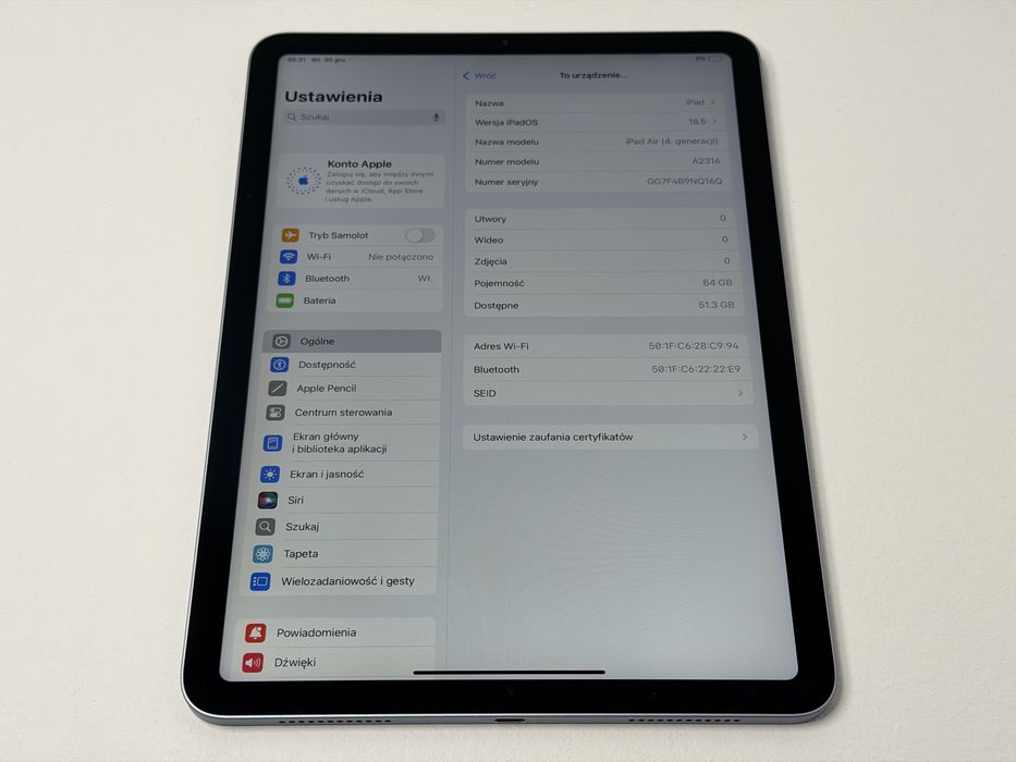 iPad Air 4 (A2316) - 64GB - faktura VAT 23%