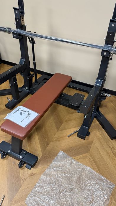 Ławka Olimpijska + stojaki regulowane (do wyciskania  i przysiadów)