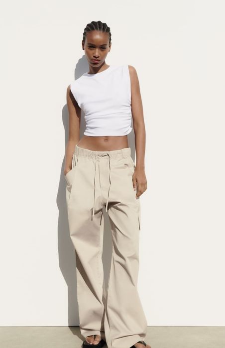 Zara krotki top marszczony crop top s/m 38