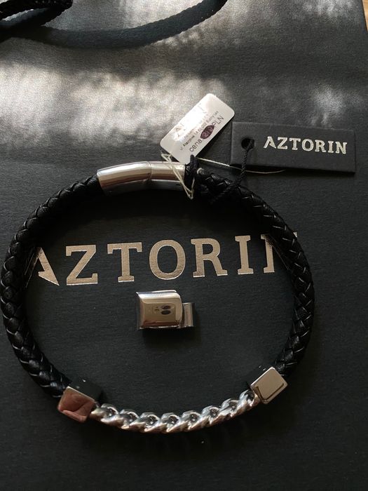 アクセサリー PRY Stannum Leather Bracelet 002 Шкіряний чоловічий браслет зі шляхетної сталі від Aztorin: 2 000