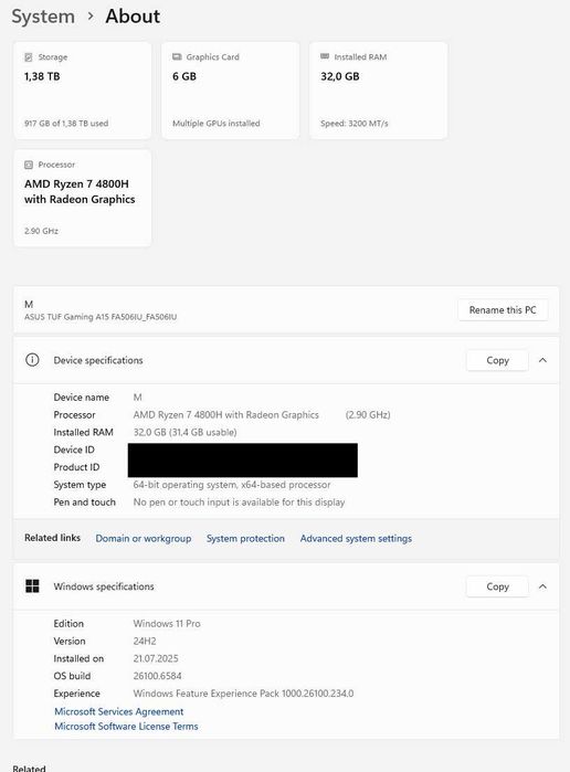 ASUS TUF Gaming A15 FA506IU R7-4800H 16GB RAM 512GB SSD GeForce 1660Ti