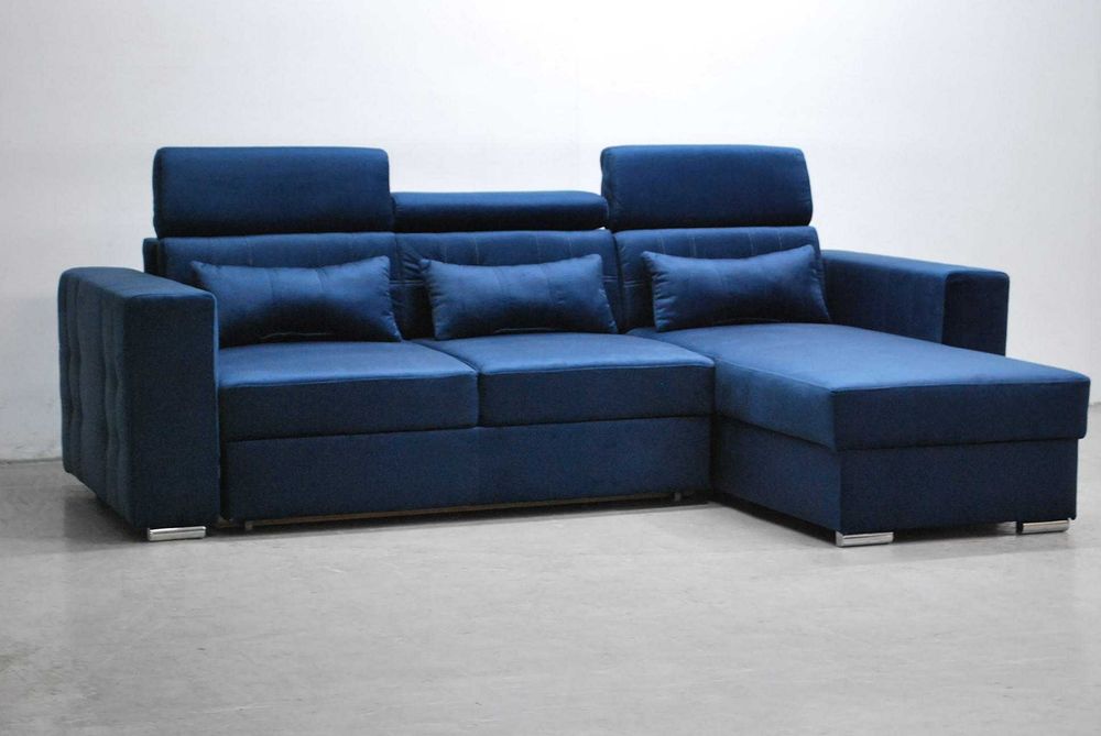 PXz NOWOCZESNY NAROŻNIK z funkcja spania + pojemnik M77 monolith