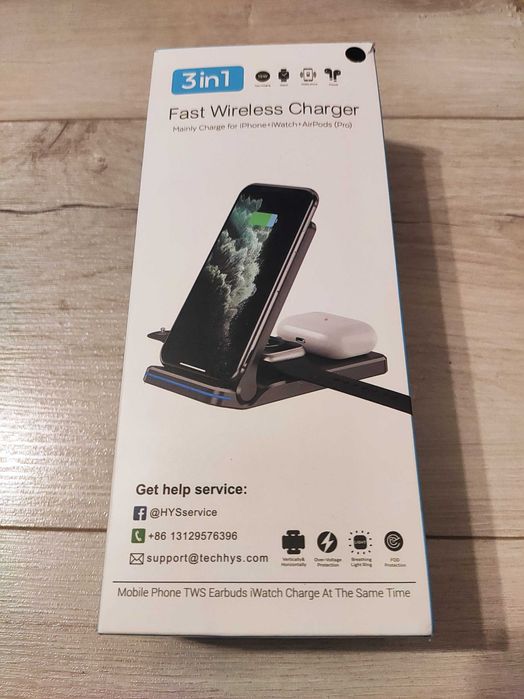 Ładowarka indukcyjna 3 w 1 2000mA CZARNA Apple samsung