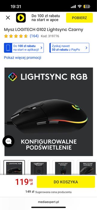 Nowa mysz gamingowa Logitech G102