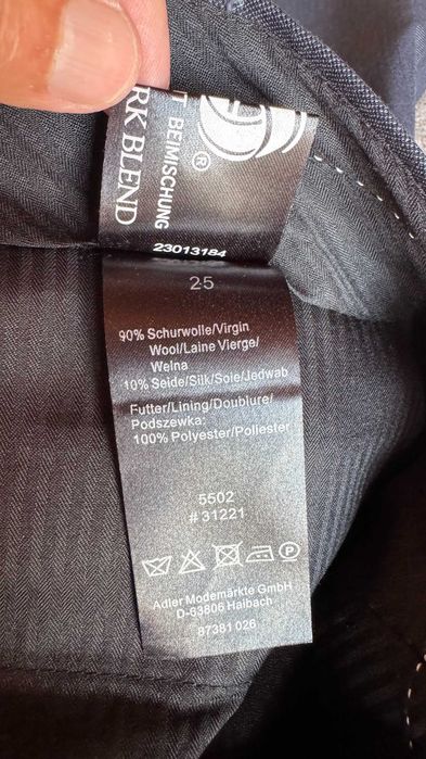Męskie, eleganckie spodnie wełna i jedwab, Adler, r.25(50-L)-ideał
