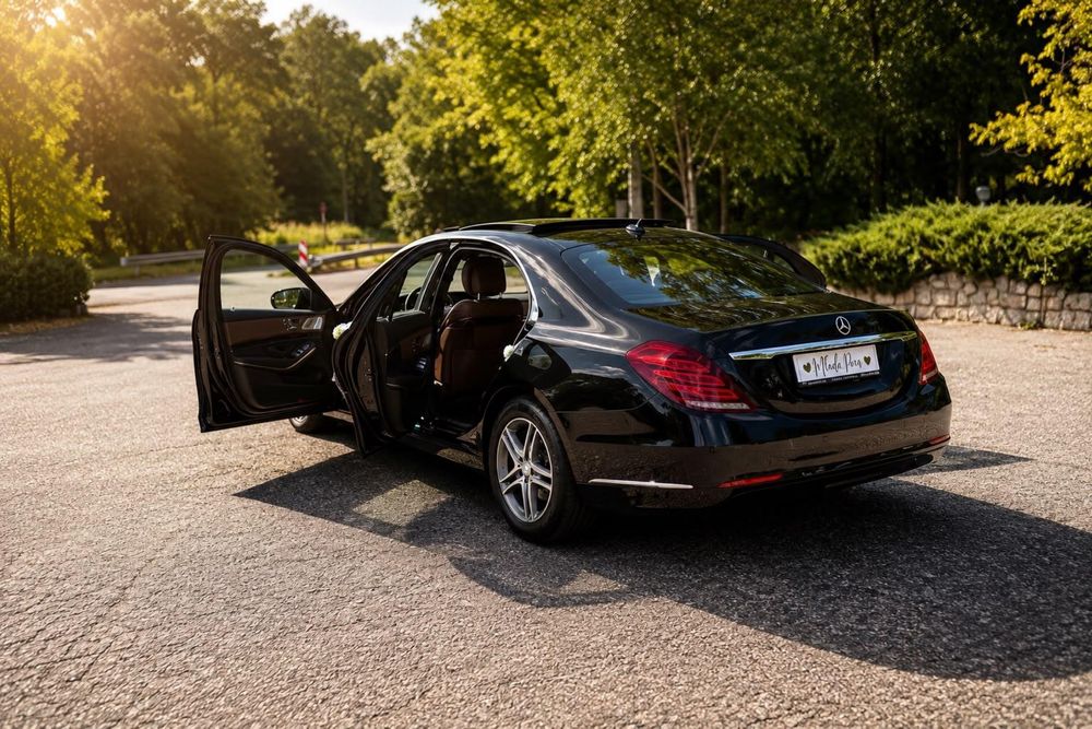 Mercedes S klasa Long wersja przedłużona, samochód do ślubu, auto na wesele