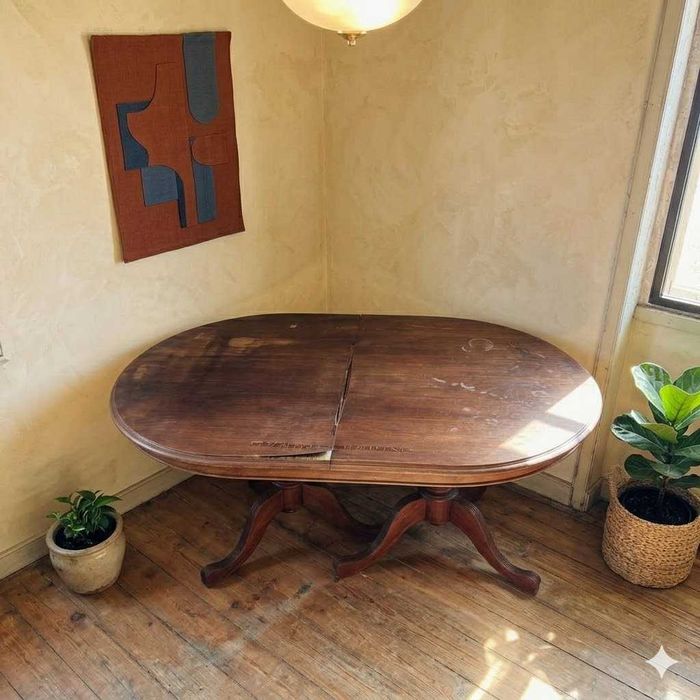 Mesa de Jantar Oval em Madeira Maciça - Estilo Clássico (faz conjunto com 6 cadeiras também publicadas)