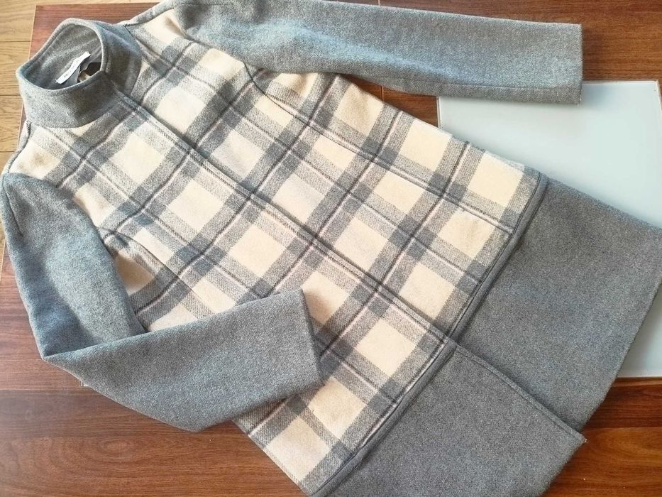 Max Mara flauszowy płaszcz w kratę 40