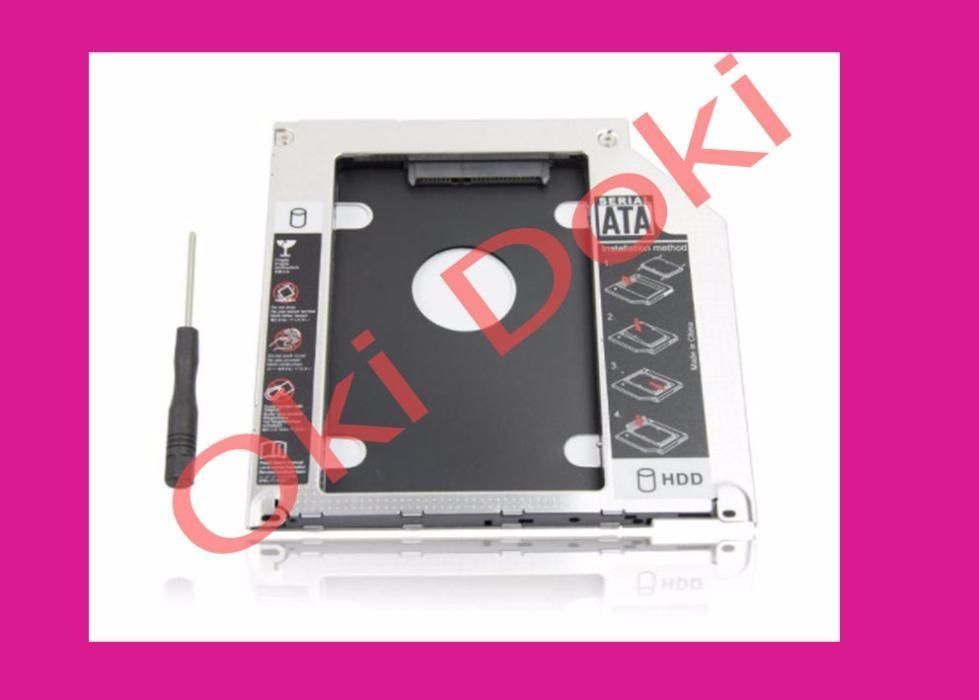 адаптер для установки SSD HDD в ноутбук SATA DVD SDD Caddy 12.7/9.5 мм