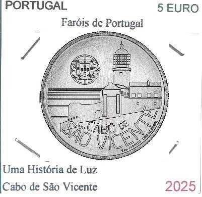 Cabo de São Vicente (Faróis de Portugal) - -- 5,00 € -2025 - - - Moeda